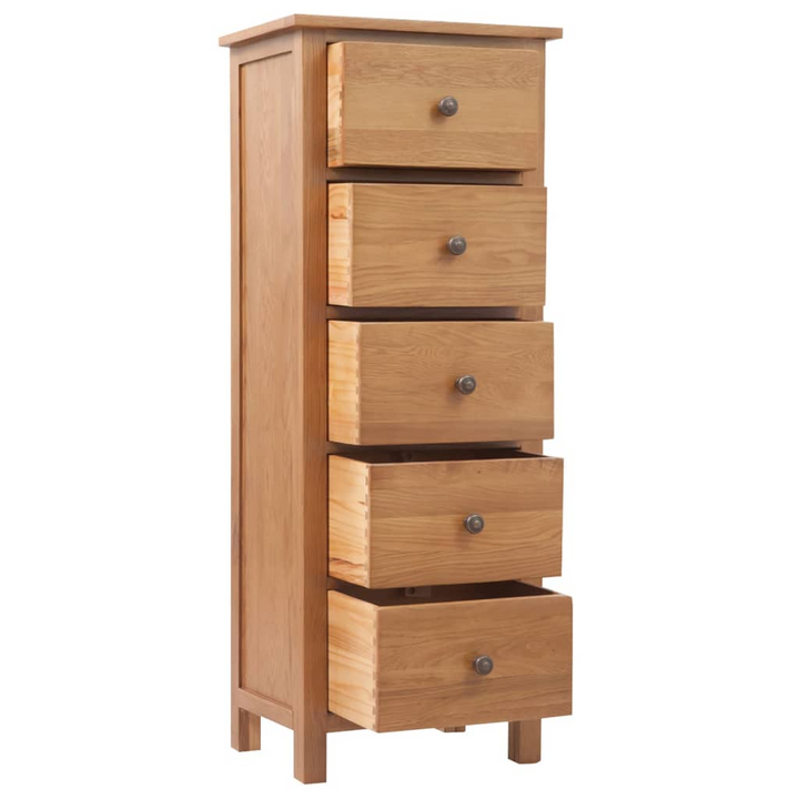 Elegant Solid Oak Tall Chest of Drawers - 5 Drawer Storage, 45 x 32 x 110 cm - Premium  from Home Treasures - Just £350.99! Shop now at Home Treasures