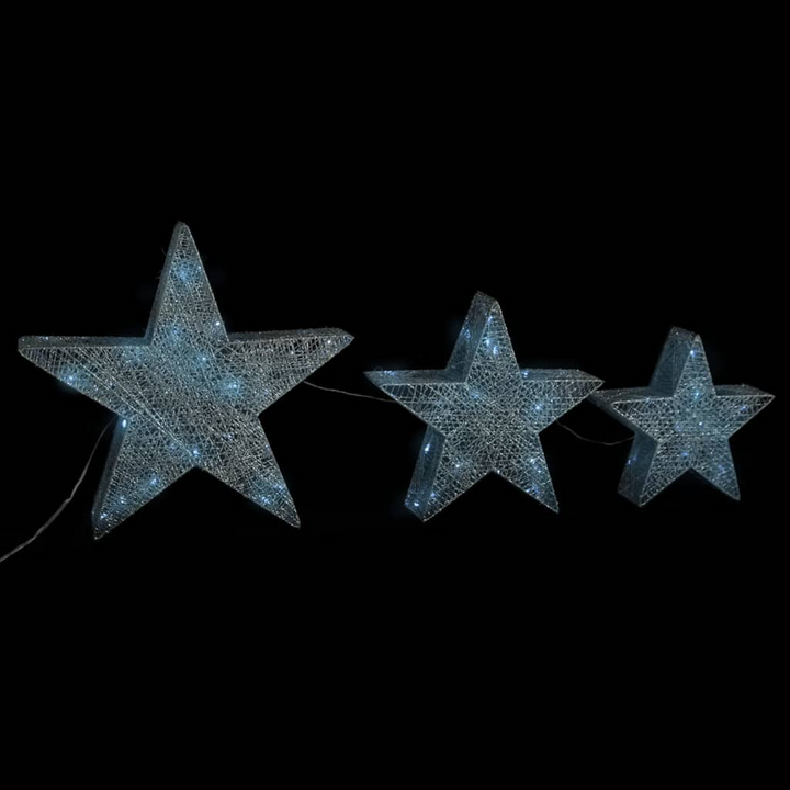 Silver Mesh LED Christmas Decoration Stars - Set of 3, Indoor & Outdoor - Premium  from Home Treasures - Just £50.99! Shop now at Home Treasures