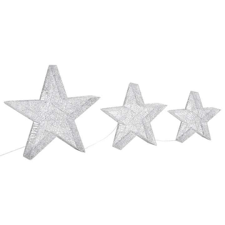 Silver Mesh LED Christmas Decoration Stars - Set of 3, Indoor & Outdoor - Premium  from Home Treasures - Just £50.99! Shop now at Home Treasures