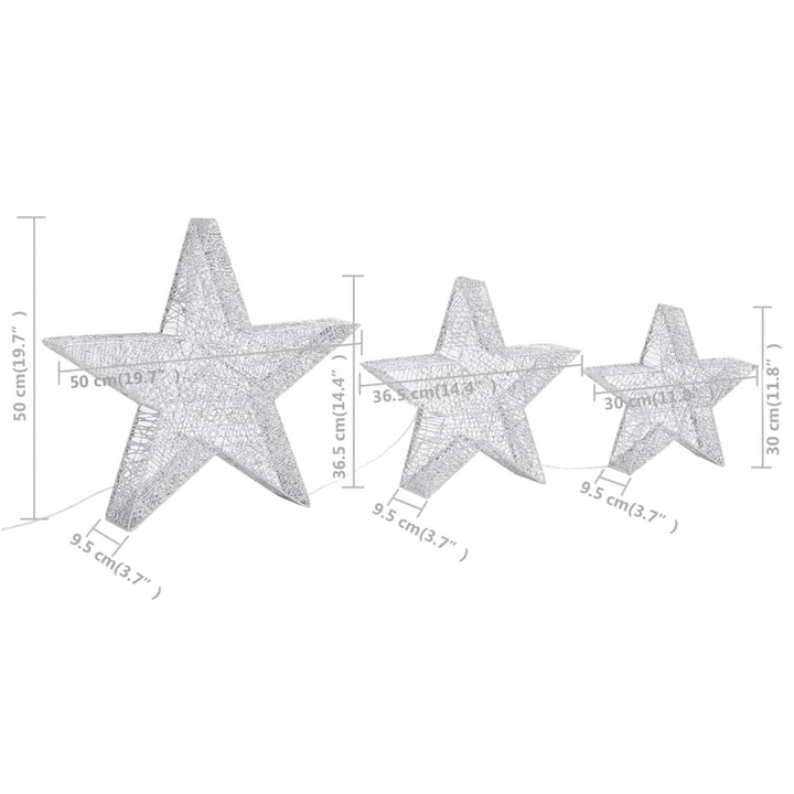 Silver Mesh LED Christmas Decoration Stars - Set of 3, Indoor & Outdoor - Premium  from Home Treasures - Just £50.99! Shop now at Home Treasures