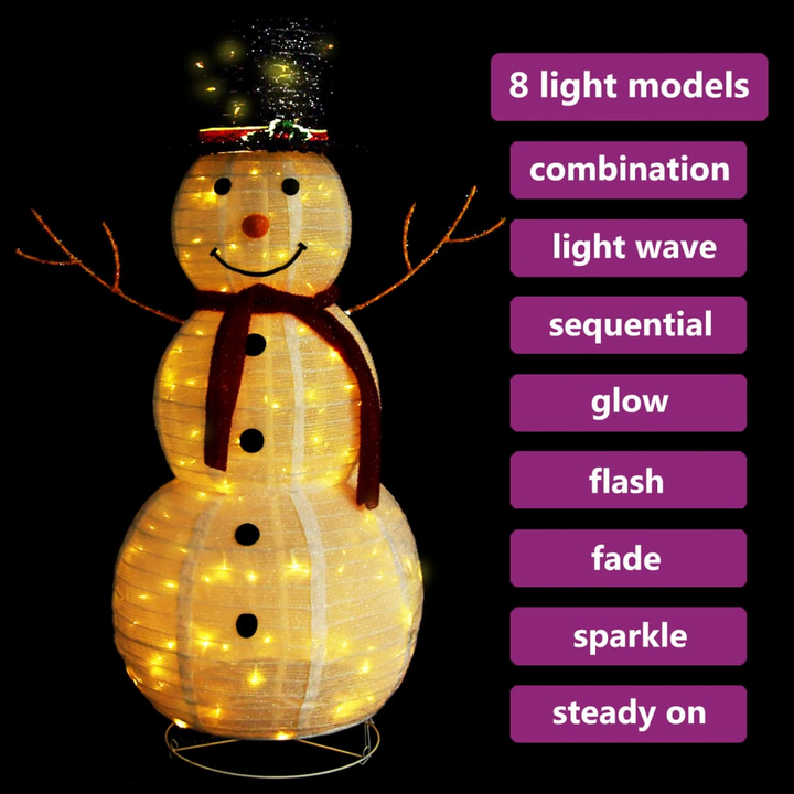 Decorative Christmas Snowman Figure with LED Lights - Luxury Fabric, 8 Lighting Modes, Indoor/Outdoor Holiday Decoration - Premium  from Home Treasures - Just £78.99! Shop now at Home Treasures