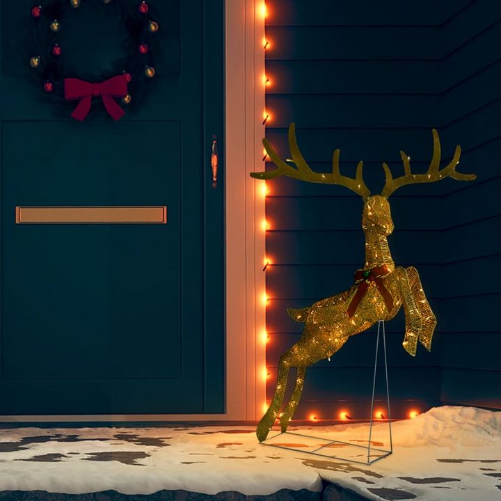 Flying Reindeer Christmas Decoration with 120 Warm White LEDs in Gold - Perfect for Indoor & Outdoor Holiday Decor - Premium  from Home Treasures - Just £65.99! Shop now at Home Treasures