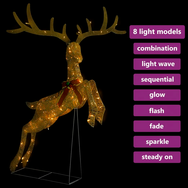 Flying Reindeer Christmas Decoration with 120 Warm White LEDs in Gold - Perfect for Indoor & Outdoor Holiday Decor - Premium  from Home Treasures - Just £65.99! Shop now at Home Treasures