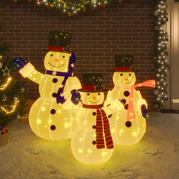 Decorative Christmas Snowman Family Figures with LED Lights and Luxury Fabric - Indoor & Outdoor Holiday Decor - Premium  from Home Treasures - Just £167.99! Shop now at Home Treasures