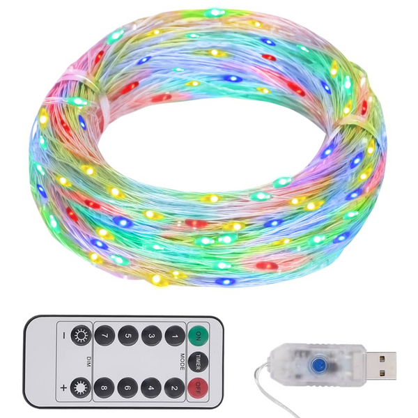 LED String Lights with 150 Multicolour LEDs, 8 Lighting Modes & Remote Control - Perfect for Christmas, Parties, Weddings & More - Premium  from Home Treasures - Just £14.99! Shop now at Home Treasures