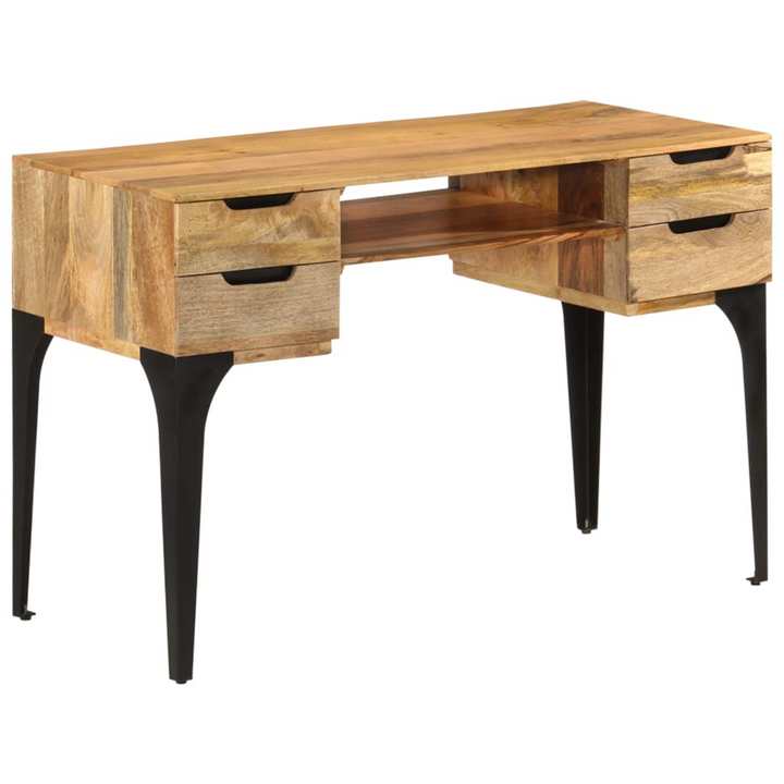 Rustic Solid Mango Wood Work Desk with Storage Compartments - 110 x 50 x 76cm - Durable & Stylish Home Office Solution - Premium  from Home Treasures - Just £232.99! Shop now at Home Treasures