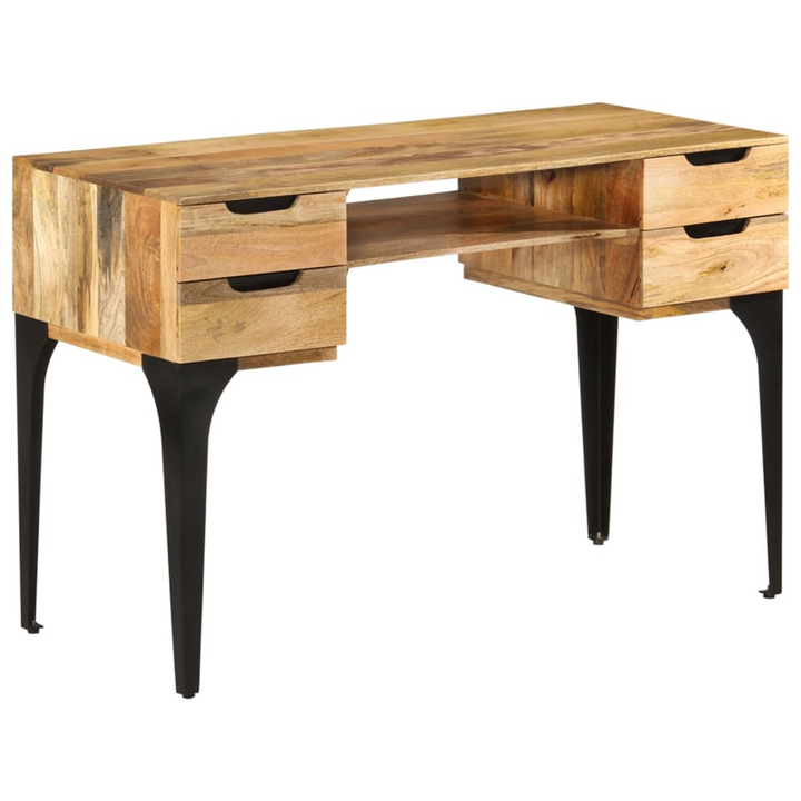 Rustic Solid Mango Wood Work Desk with Storage Compartments - 110 x 50 x 76cm - Durable & Stylish Home Office Solution - Premium  from Home Treasures - Just £232.99! Shop now at Home Treasures