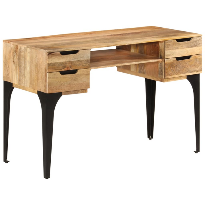 Rustic Solid Mango Wood Work Desk with Storage Compartments - 110 x 50 x 76cm - Durable & Stylish Home Office Solution - Premium  from Home Treasures - Just £232.99! Shop now at Home Treasures