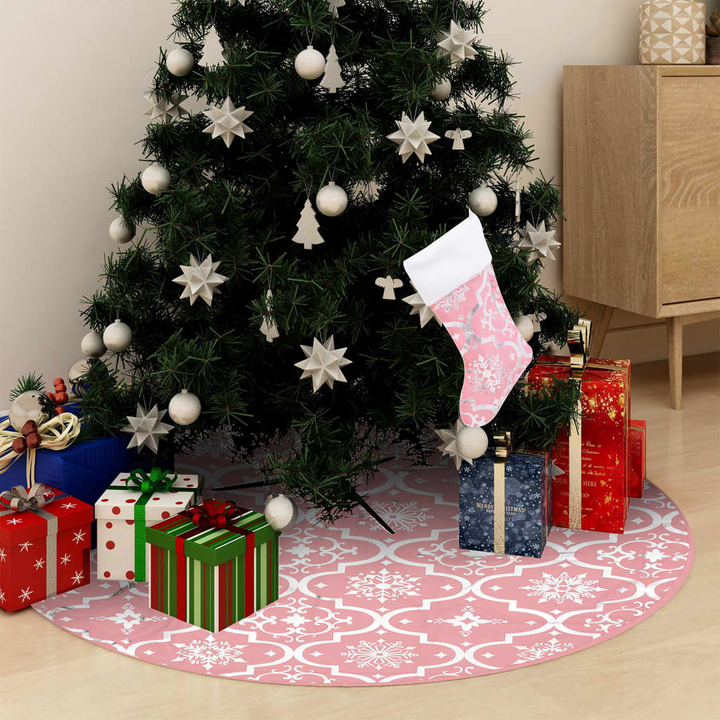 Luxury Christmas Tree Skirt with Sock Pink 150 cm Fabric - Festive Decoration - Premium  from Home Treasures - Just £15.99! Shop now at Home Treasures