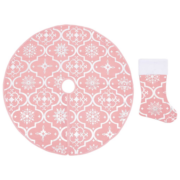 Luxury Christmas Tree Skirt with Sock Pink 150 cm Fabric - Festive Decoration - Premium  from Home Treasures - Just £15.99! Shop now at Home Treasures