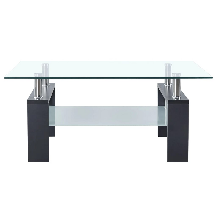 Stylish Coffee Table with Tempered Glass Top, 2-Layer Design, Grey and Transparent, 95x55x40 cm - Modern Living Room Furniture - Premium  from Home Treasures - Just £128.99! Shop now at Home Treasures