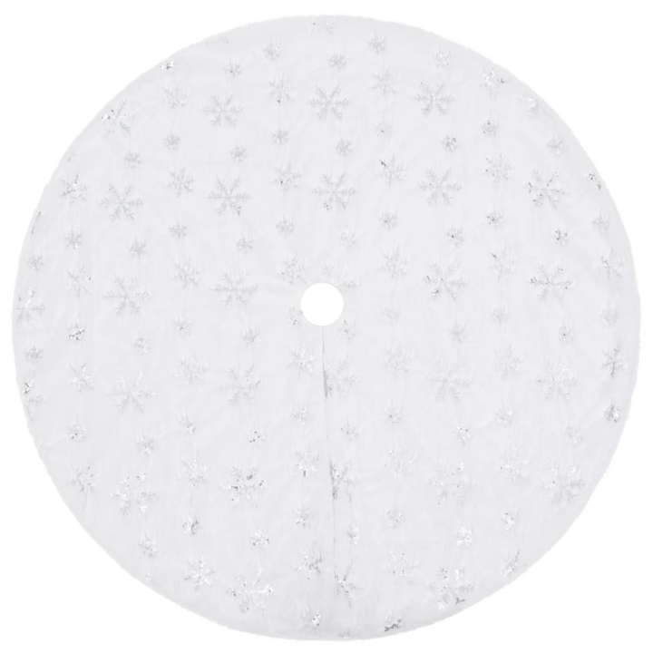 White Faux Fur Luxury Christmas Tree Skirt with Embroidered Snowflakes - Premium  from Home Treasures - Just £34.99! Shop now at Home Treasures