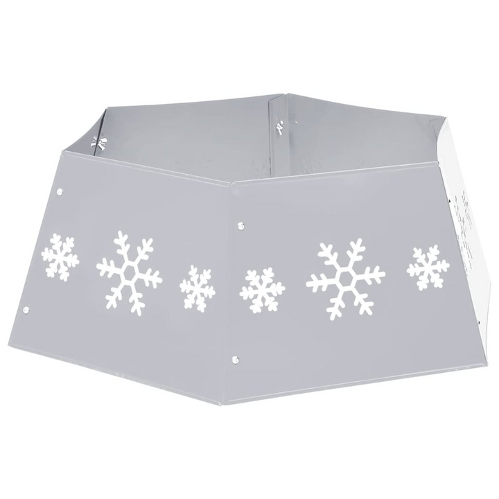 Christmas Tree Skirt Silver and White with Snow Pattern - Ø68x25 cm | Festive Holiday Decor - Premium  from Home Treasures - Just £21.99! Shop now at Home Treasures