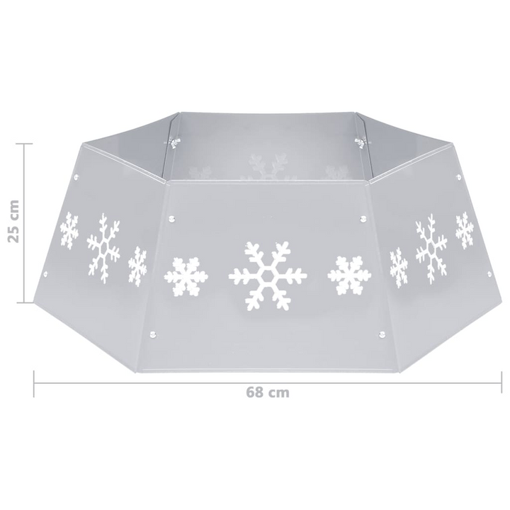 Christmas Tree Skirt Silver and White with Snow Pattern - Ø68x25 cm | Festive Holiday Decor - Premium  from Home Treasures - Just £21.99! Shop now at Home Treasures