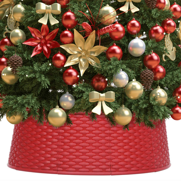 Red Christmas Tree Skirt with 65cm Diameter and Rattan Look - Festive and Durable Holiday Decor - Premium  from Home Treasures - Just £22.99! Shop now at Home Treasures