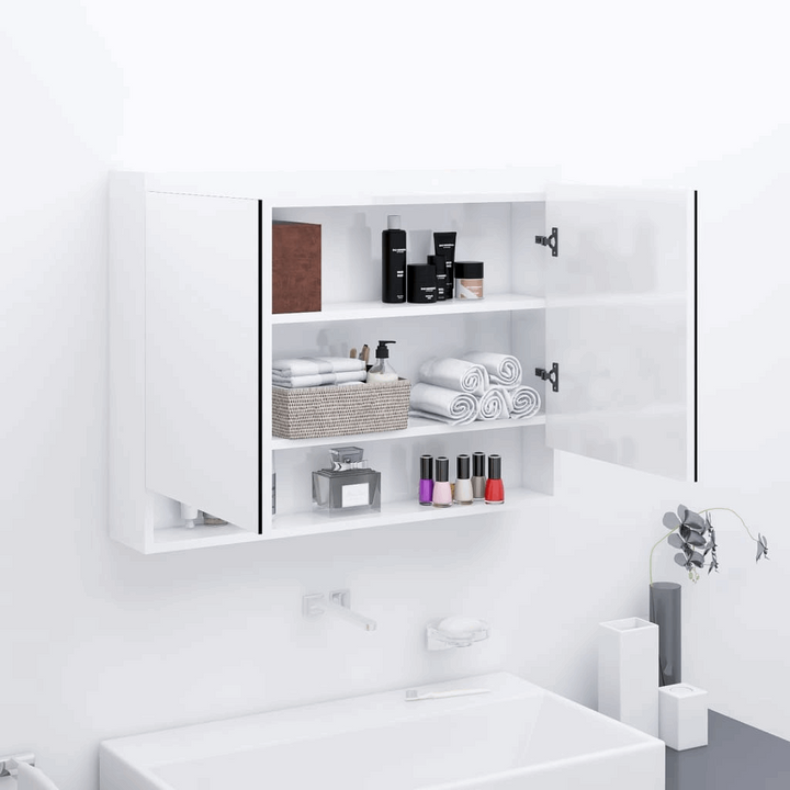 Shining White Bathroom Mirror Cabinet - 80 x 15 x 60 cm | Elegant & Functional Storage Solution - Premium  from Home Treasures - Just £99.99! Shop now at Home Treasures