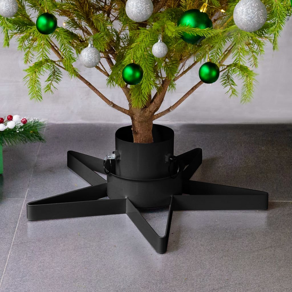 Black Metal Christmas Tree Stand with Water Container - Stable Base for Real Trees up to 2.1m - Premium  from Home Treasures - Just £23.99! Shop now at Home Treasures