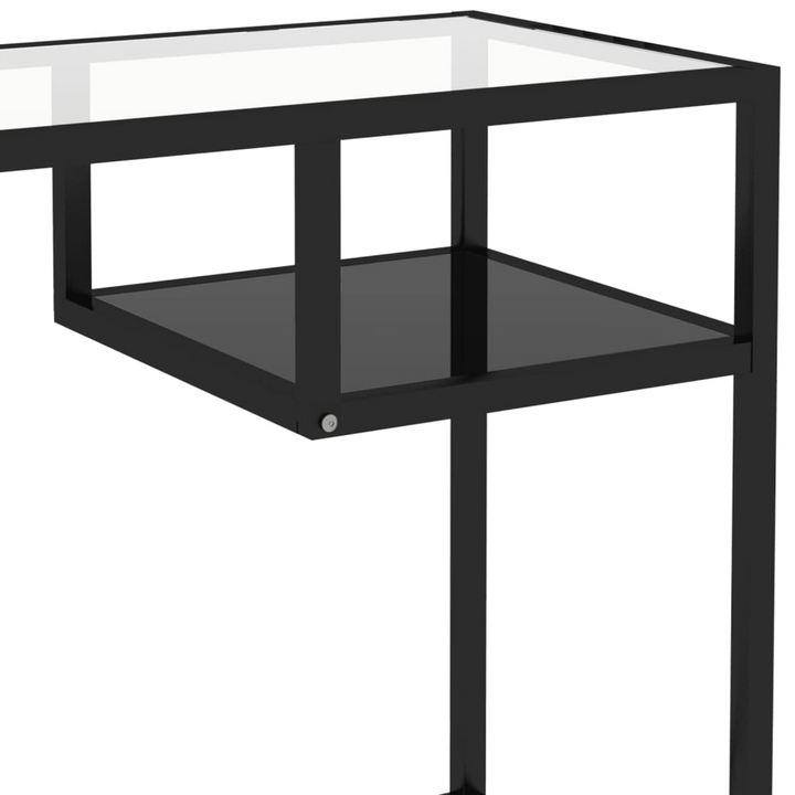 Modern Black Work Desk - 100 x 36 x 74 cm | Sleek Glass & Steel Office Desk - Premium  from Home Treasures - Just £84.99! Shop now at Home Treasures