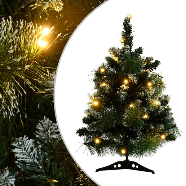 Artificial Pre-lit Christmas Tree - 60 cm, Green with Flocked White Snow, LED Lights, and Stands - Premium  from Home Treasures - Just £22.99! Shop now at Home Treasures