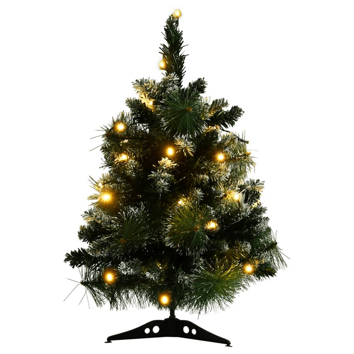 Artificial Pre-lit Christmas Tree - 60 cm, Green with Flocked White Snow, LED Lights, and Stands - Premium  from Home Treasures - Just £21.99! Shop now at Home Treasures