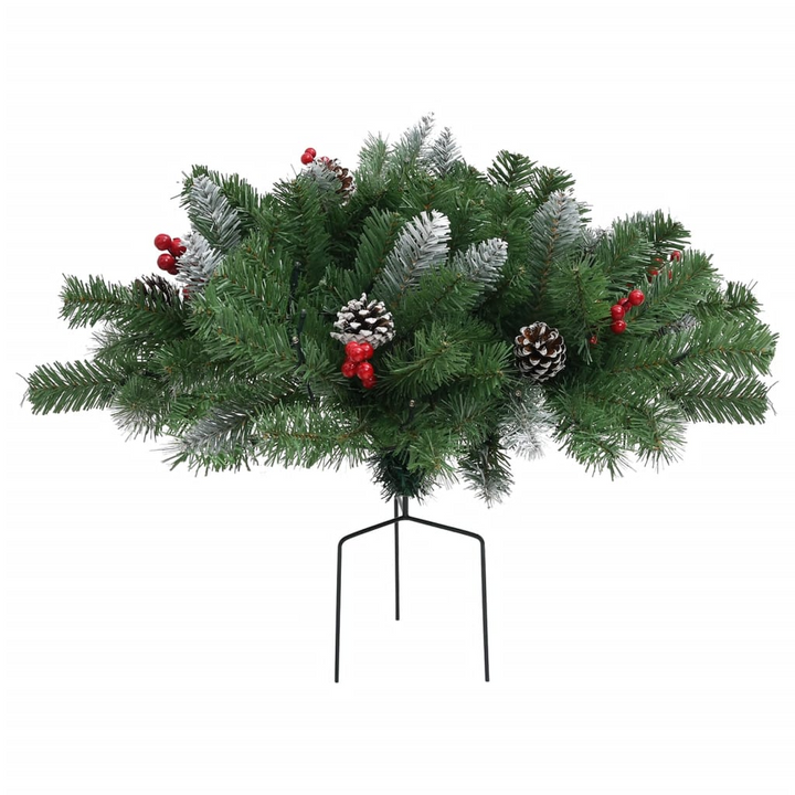 Pre-lit Artificial Pathway Christmas Tree - Green, PVC, with Pine Cones and Red Berries - Premium  from Home Treasures - Just £40.99! Shop now at Home Treasures