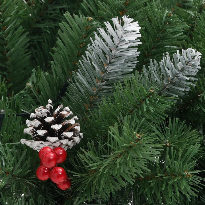 Pre-lit Artificial Pathway Christmas Tree - Green, PVC, with Pine Cones and Red Berries - Premium  from Home Treasures - Just £40.99! Shop now at Home Treasures