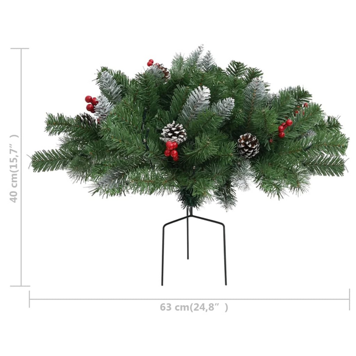 Pre-lit Artificial Pathway Christmas Tree - Green, PVC, with Pine Cones and Red Berries - Premium  from Home Treasures - Just £40.99! Shop now at Home Treasures