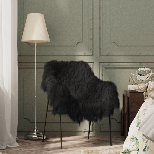 Luxurious Icelandic Sheepskin Chair Cover - Ultra Soft & Cozy - Black, 70x110 cm - Premium  from Home Treasures - Just £85.99! Shop now at Home Treasures