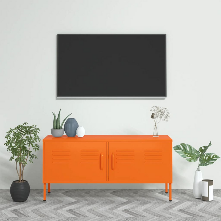 Modern Durable Steel TV Cabinet in Vibrant Orange | Stylish Media Console with Ample Storage - Premium  from Home Treasures - Just £180.99! Shop now at Home Treasures