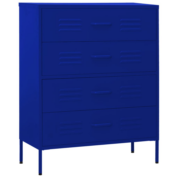 Modern Navy Blue Steel Chest of Drawers - Sturdy Storage Solution for Home, 80 x 35 x 101.5cm - Premium  from Home Treasures - Just £226.99! Shop now at Home Treasures