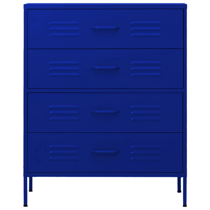 Modern Navy Blue Steel Chest of Drawers - Sturdy Storage Solution for Home, 80 x 35 x 101.5cm - Premium  from Home Treasures - Just £226.99! Shop now at Home Treasures