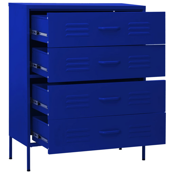 Modern Navy Blue Steel Chest of Drawers - Sturdy Storage Solution for Home, 80 x 35 x 101.5cm - Premium  from Home Treasures - Just £226.99! Shop now at Home Treasures