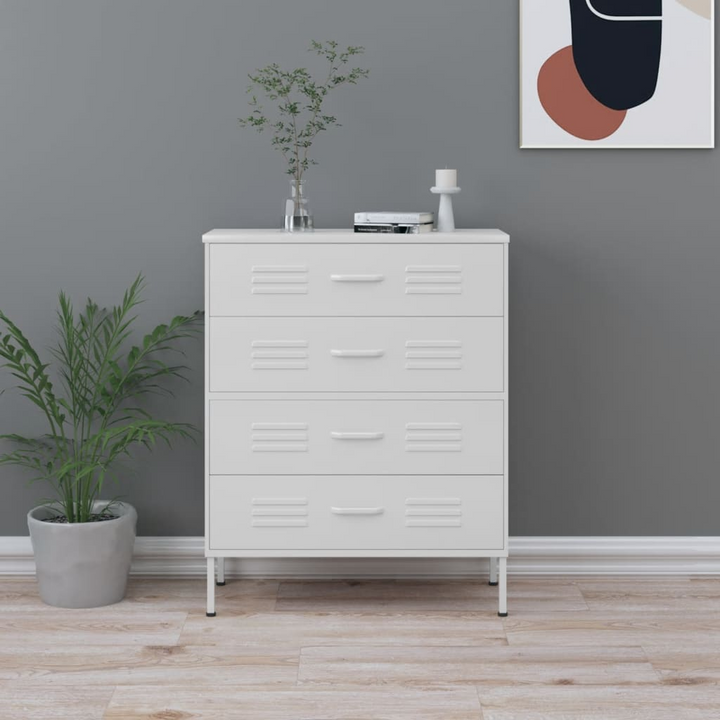 Modern Steel Chest of Drawers in White - 3 Drawer, 80x35x101.5cm | Durable & Stylish Storage Solution - Premium  from Home Treasures - Just £254.99! Shop now at Home Treasures