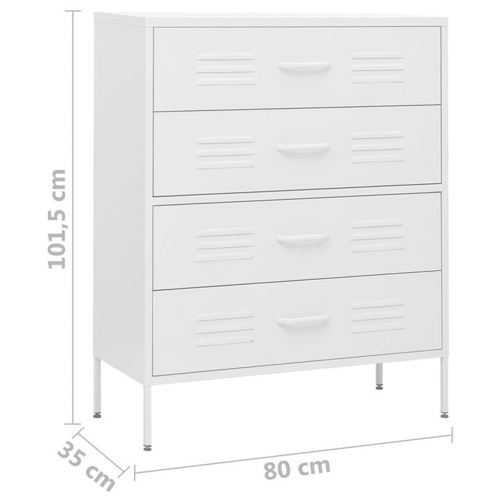 Modern Steel Chest of Drawers in White - 3 Drawer, 80x35x101.5cm | Durable & Stylish Storage Solution - Premium  from Home Treasures - Just £254.99! Shop now at Home Treasures