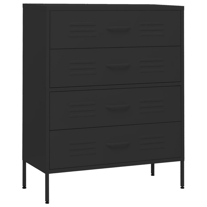 Sleek Black Steel Chest of Drawers - Durable and Modern Storage Solution (80 x 35 x 101.5 cm) - Premium  from Home Treasures - Just £220.99! Shop now at Home Treasures