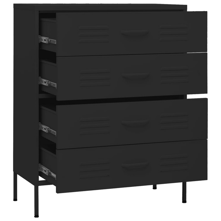 Sleek Black Steel Chest of Drawers - Durable and Modern Storage Solution (80 x 35 x 101.5 cm) - Premium  from Home Treasures - Just £220.99! Shop now at Home Treasures