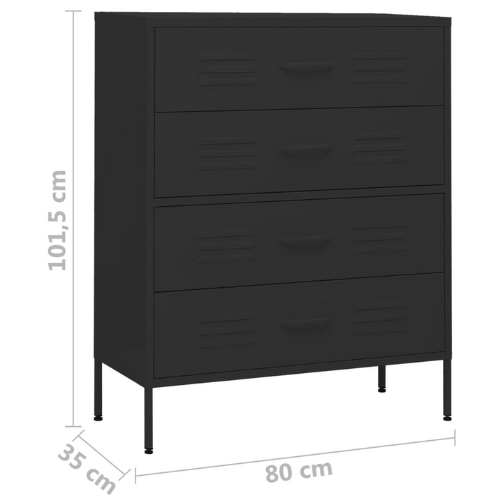 Sleek Black Steel Chest of Drawers - Durable and Modern Storage Solution (80 x 35 x 101.5 cm) - Premium  from Home Treasures - Just £220.99! Shop now at Home Treasures