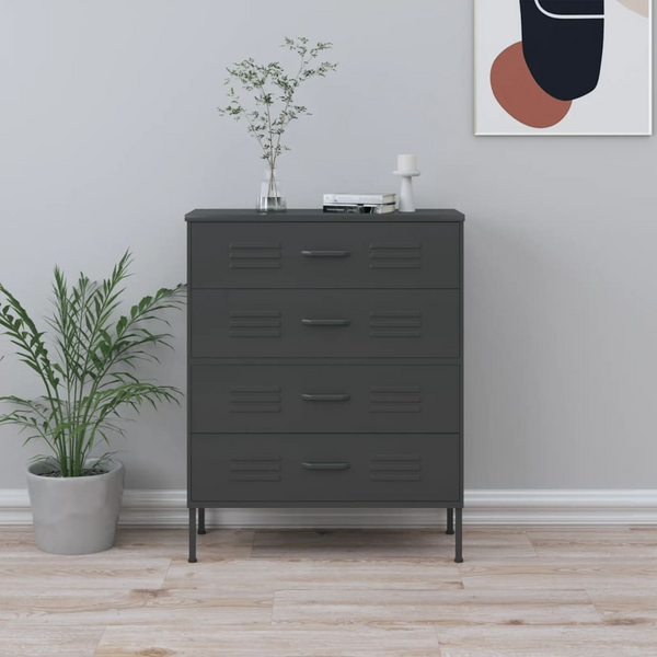 Durable Steel Chest of Drawers in Anthracite - 80 x 35 x 101.5 cm | Modern Storage Solution - Premium  from Home Treasures - Just £221.99! Shop now at Home Treasures