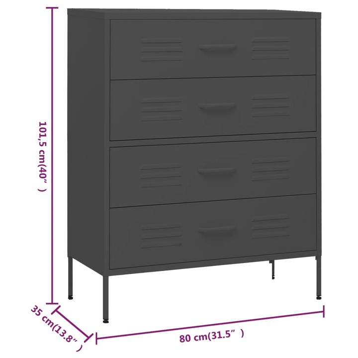 Durable Steel Chest of Drawers in Anthracite - 80 x 35 x 101.5 cm | Modern Storage Solution - Premium  from Home Treasures - Just £221.99! Shop now at Home Treasures