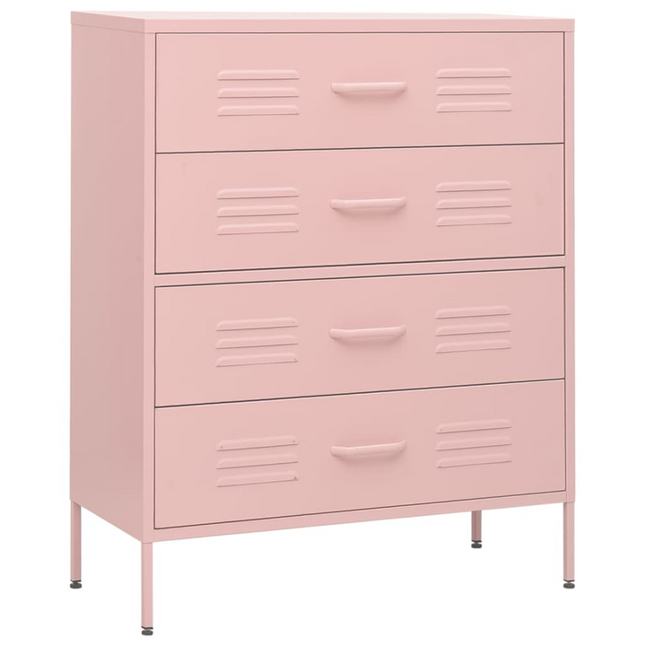 Elegant Steel Chest of Drawers in Pink - Durable, Stylish Storage Solution - 80 x 35 x 101.5 cm - Premium  from Home Treasures - Just £225.99! Shop now at Home Treasures