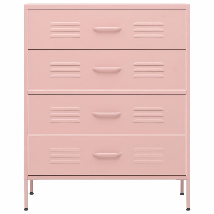 Elegant Steel Chest of Drawers in Pink - Durable, Stylish Storage Solution - 80 x 35 x 101.5 cm - Premium  from Home Treasures - Just £225.99! Shop now at Home Treasures