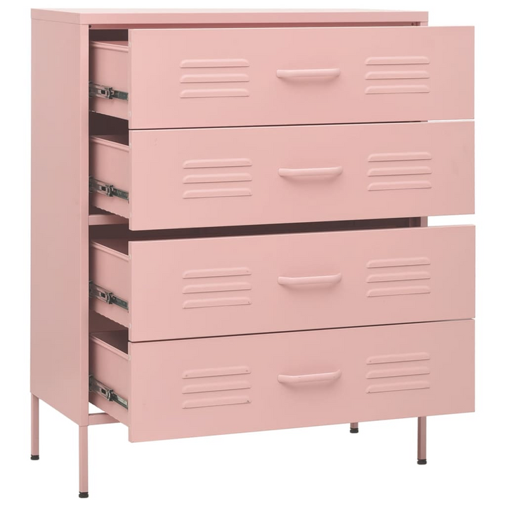 Elegant Steel Chest of Drawers in Pink - Durable, Stylish Storage Solution - 80 x 35 x 101.5 cm - Premium  from Home Treasures - Just £225.99! Shop now at Home Treasures