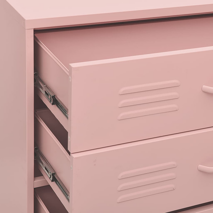 Elegant Steel Chest of Drawers in Pink - Durable, Stylish Storage Solution - 80 x 35 x 101.5 cm - Premium  from Home Treasures - Just £225.99! Shop now at Home Treasures