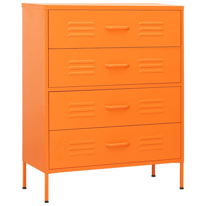 Vibrant Orange Steel Chest of Drawers - Sturdy Storage Solution, 80x35x101.5cm, with Adjustable Leg Height and Smooth Ballbearing Runners - Premium  from Home Treasures - Just £213.99! Shop now at Home Treasures