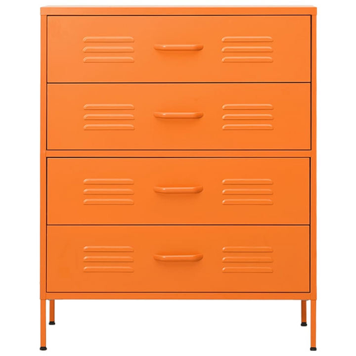 Vibrant Orange Steel Chest of Drawers - Sturdy Storage Solution, 80x35x101.5cm, with Adjustable Leg Height and Smooth Ballbearing Runners - Premium  from Home Treasures - Just £213.99! Shop now at Home Treasures