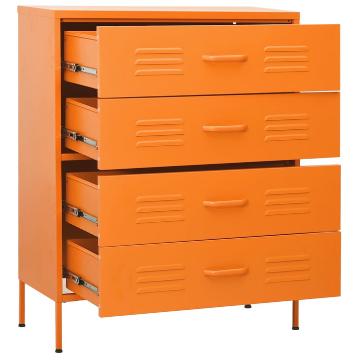 Vibrant Orange Steel Chest of Drawers - Sturdy Storage Solution, 80x35x101.5cm, with Adjustable Leg Height and Smooth Ballbearing Runners - Premium  from Home Treasures - Just £213.99! Shop now at Home Treasures