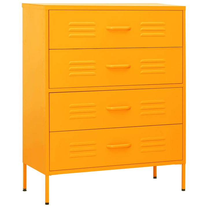 Stylish Mustard Yellow Steel Chest of Drawers - Durable & Spacious Storage Solution, 80 x 35 x 101.5 cm - Premium  from Home Treasures - Just £245.99! Shop now at Home Treasures