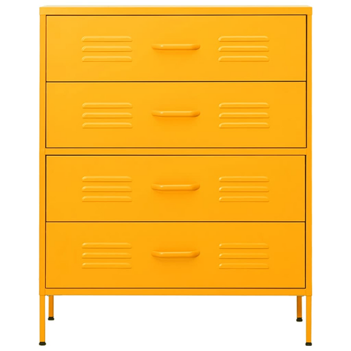 Stylish Mustard Yellow Steel Chest of Drawers - Durable & Spacious Storage Solution, 80 x 35 x 101.5 cm - Premium  from Home Treasures - Just £245.99! Shop now at Home Treasures