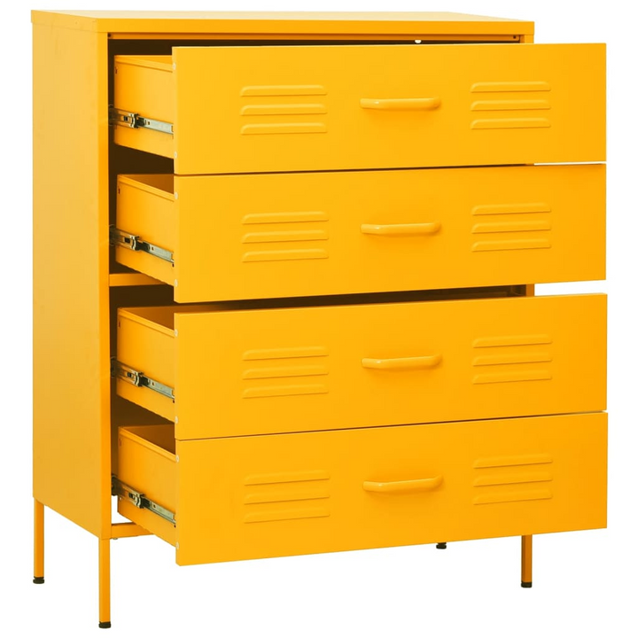 Stylish Mustard Yellow Steel Chest of Drawers - Durable & Spacious Storage Solution, 80 x 35 x 101.5 cm - Premium  from Home Treasures - Just £245.99! Shop now at Home Treasures