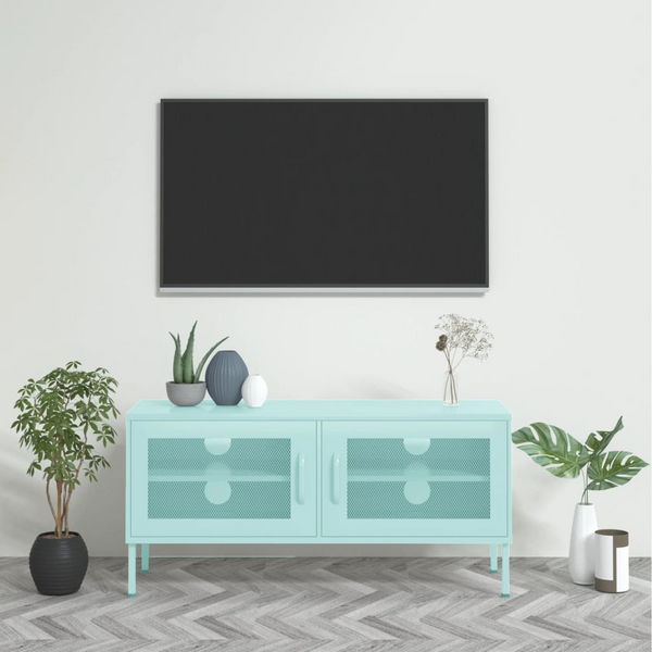 Stylish Mint Steel TV Cabinet - Modern Design, Ample Storage, Durable Construction - Premium  from Home Treasures - Just £138.99! Shop now at Home Treasures